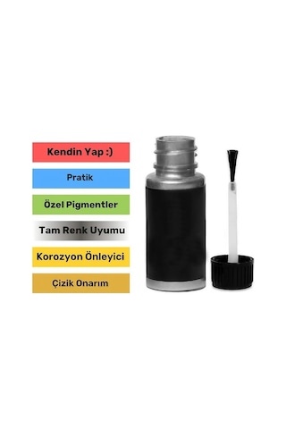 Flea Market Mat Siyah Rötuş Boyası, Araba Motosiklet Mobilya Çizik Giderici, 20 Ml, Fırçalı Şişe