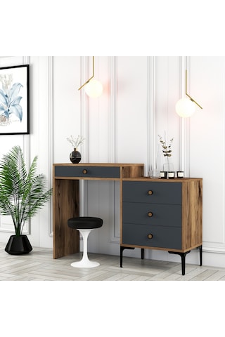 Lizbon Makyaj Masası - Ceviz / Antrasit