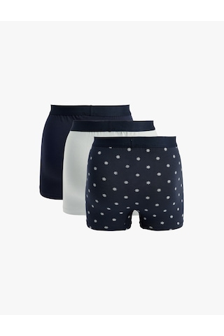 Koton Pamuklu Desenli 3'lü Boxer Seti Mavi Desenli 6slm90017mk