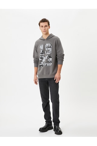 Koton Atatürk Baskılı Kapşonlu Sweatshirt 100.yıla Özel Antrasit 4wam70500mk Antrasit