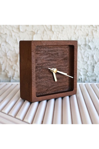 El Yapımı Kayın Ağacı Ahşap Dekoratif Kare Masa Saati