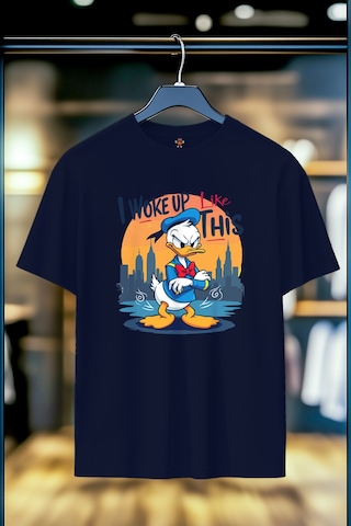 Book Orbook Sleepy Duck %100 Heavy Cotton Premium Kalite Unisex T-shirt Lacivert