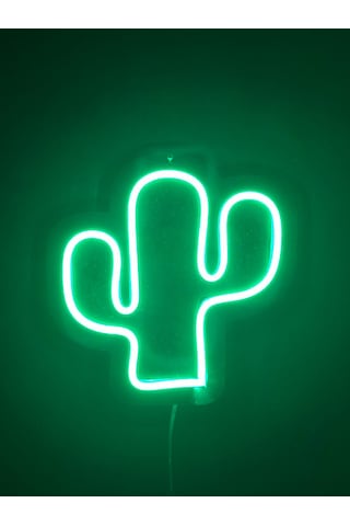 Dgrk Kaktüs Led Neon Dekoratif Işık Mdf Yeşil
