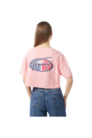 Tommy Hilfiger Tommy Jeans Ovs Crp Archive Ext Kadın Pembe Crop T-shirt