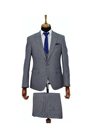 Erkek Regular Fit Yelekli Çift Yırtmaçlı Takım Elbise Bgl-St03824 001