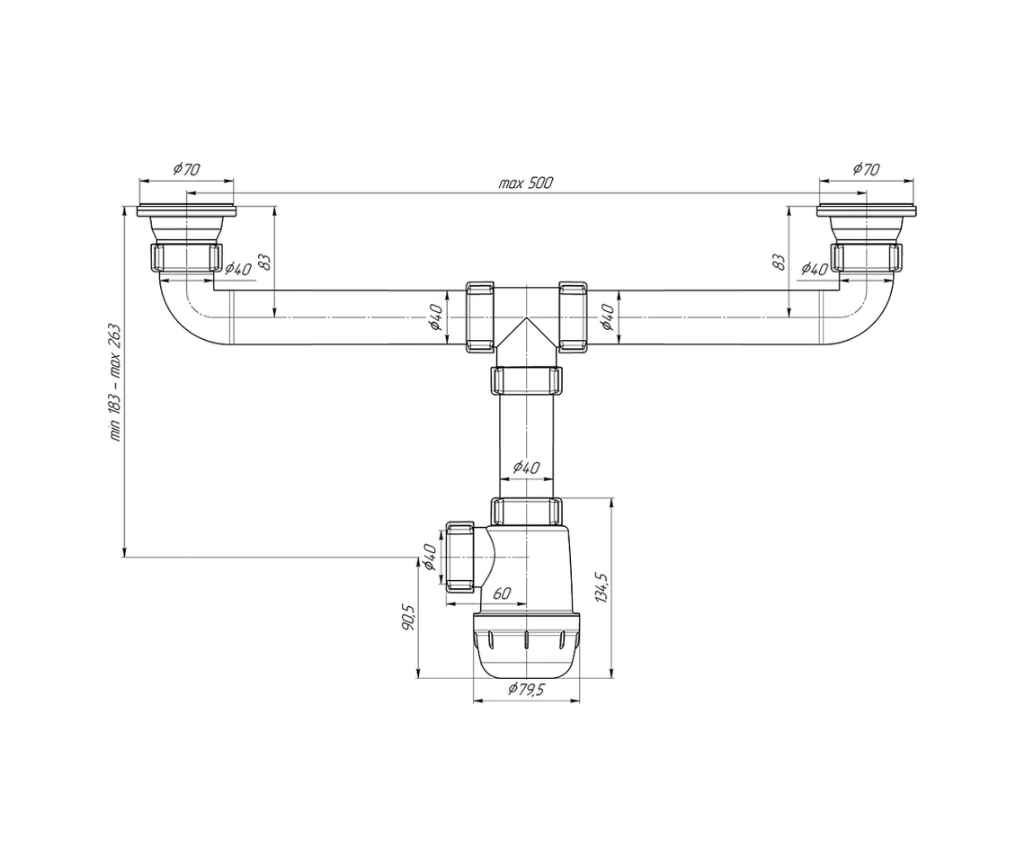 Anı Plast Mutfak Lavabosu İçin Sıhonia Anı Plast A3000, 1 1/2"x40 Çift 316836824