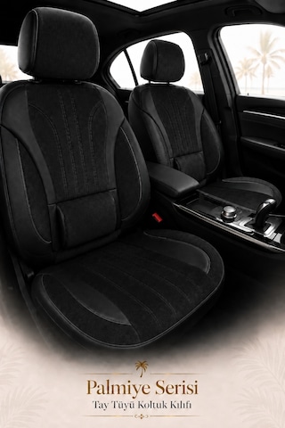 Mercedes Glc 2015 Sonrası Uyumlu Palmiye Serisi Siyah Bel Destekli Tay Tüyü Koltuk Kılıfı
