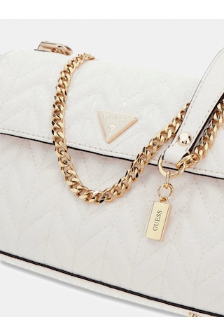 Guess Stacey Dönüştürülebilir Kapaklı Kadın Beyaz Çapraz Çanta Hwgg9741210-off