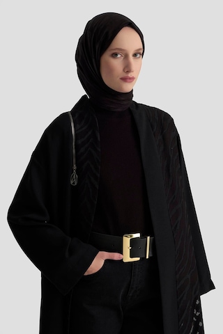 Armine Trend Zebra Desenli Salaş Kesim Cepli Hırka 25kt522 Siyah
