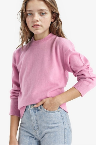 Defacto Kız Çocuk Standart Fit Bisiklet Yaka Triko Kazak C6902a825aupn444 Pembe