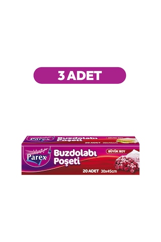 20'li Buzdolabı Poşeti Büyük Boy 30 X 45 Cm Üçlü Paket