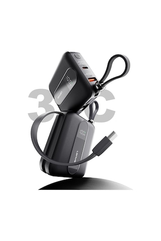 Lenyes P562l Dijital Led Göstergeli Type-c Ve Lightning Kablolu Powerbank 22.5w 10000mah Siyah