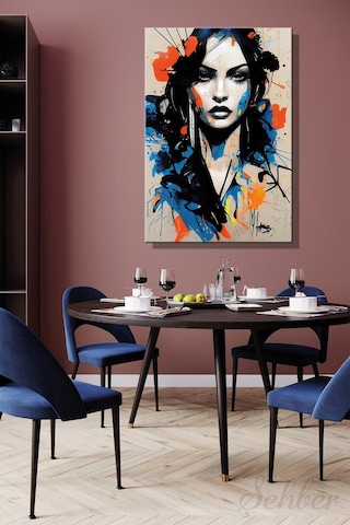 Profesyonel Grafiti Kız Temalı Kanvas Tablo Dikey Dekoratif Duvar Tablosu Salon Yatak Odası Ofis