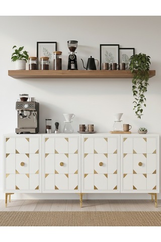 Ka1523bg Moka Konsol Ve Tv Sehpası Beyaz-gold 150cm