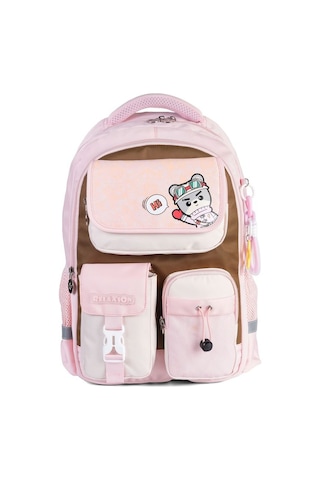 Vıatox Relaxion -1812 3'lü Set Çocuk İlkokul Çantası Kalemlikli Beslenme Çantalı Sırt Çantası Pembe