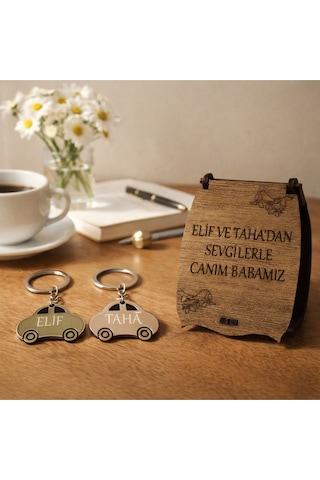 Canım Babam Çelik Araba Model Anahtarlık Kişiye Özel İki Taraflı İsim Yazilabilen No 30014