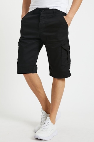 Erkek Lacivert Renk Kargo Yandan Cepli Esnek Kumaş Slim Fit Kapri Şort Siyah