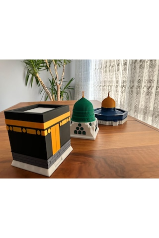 Üçlü Maket Set Büyük Boy Mescidi Aksa-mescidi Nebevi-yeşil Kubbe