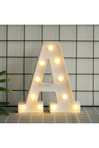 Mufunye Led Harf Işığı 'a' - Pvc Malzeme, Sıcak Beyaz Işık, Ev Dekorasyonu, Özel Günler, Duvara Asılabilir/masaüstü, 3v Pil Dahil Değil Diğer