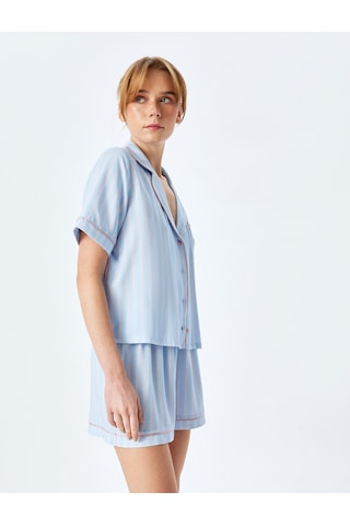 Koton Çizgili Slim Fit Viskon Şort Pijama Altı Mavi Çizgili 5slk80007mw Mavi Çizgili Mavi