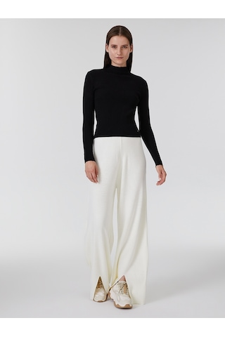 Loose Fit Kadın Pantolon Ekru