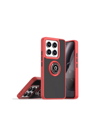 Xiaomi Mi 14t Pro Kılıf Arkası Buz Tasarımlı Ve Yüzüklü Kenarları Renkli Şık Montreal Yüzüklü Silikon Kapak Kırmızı