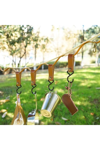 Mufunye Kamp Ve Tırmanma İçin 4'lü Dayanıklı Pu Askı: Hafif, Anti-kırılma Nylon-metal Kanca Açık Kahve Siyah