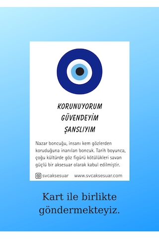 Hediyelik Nazar Boncuklu Damla Model İpli Anahtarlık - Mavi