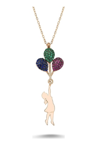 Gümüş Balonlu Kız Kolye Wsn262