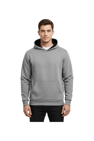 Baglan Erkek Gri Kapüşonlu Sweatshirt Bgl-st05196 Gri