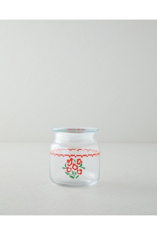 English Home Bright Parade Cam Kavanoz 500 Ml Kırmızı - Beyaz Kırmızı - Beyaz
