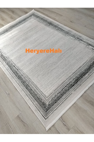 Quka Halı Istanbul Siyah Gri %100 Akrilik 160x230 Cm Modern Bordürlü Halı Siyah - Gri