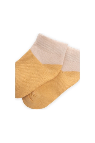 Cigit İki Renkli Bebe Patik Çorabı 0-4 Yaş Hardal Sarı Hardal