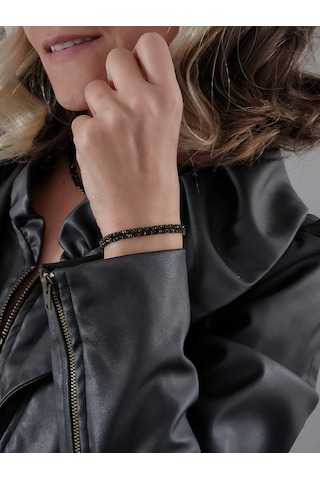 Zincir Dokuma Kordon El Yapımı Otantik Siyah Gold Renkli Bileklik 0,5mm Altın - Siyah