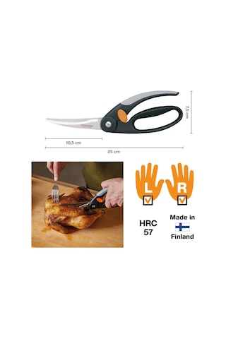 Fiskars Kümes Hayvanı Makası, Toplam Uzunluk: 25 Cm, Kaliteli Çelik/plastik, Fonksiyonel Şekil, 1003033