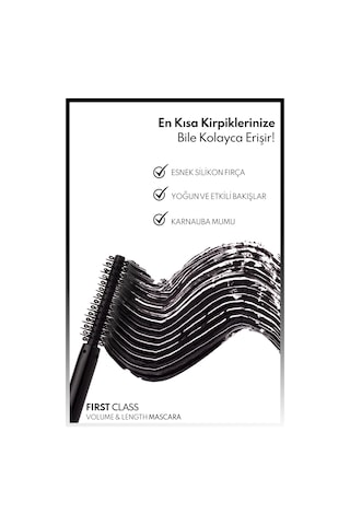 Note Cosmetique First Class Hacim ve Uzatma Etkili Maskara - Siyah