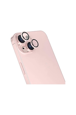 Apple Uyumlu iPhone 15 / 15 Plus Mercek Lens Kamera Koruyucu Pembe
