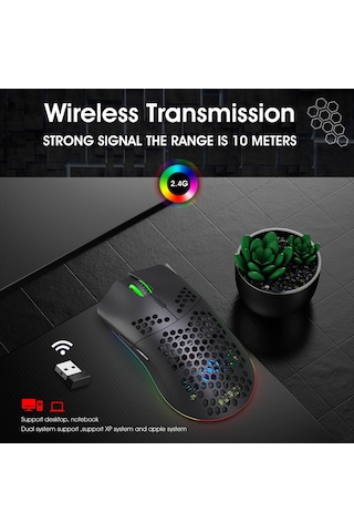 Hxsj T66 2.4G Kablosuz RGB Oyuncu Mouse