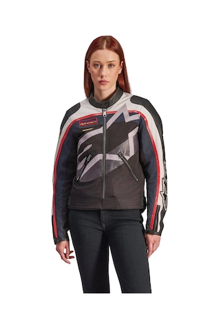 Alpinestars Idles Korumalı Kadın Motosiklet Montu Siyah Beyaz Kırmızı