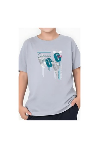 Panios Kids Hope Baskılı Erkek Çocuk Yuvarlak Yaka Kısa Kollu T-shirt Gri