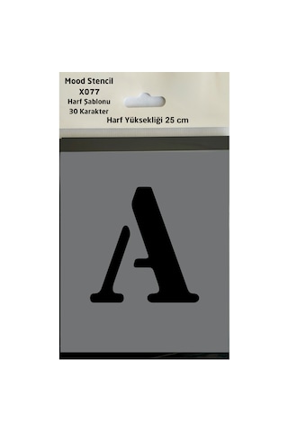 Stencil Harf Boyama Şablonu X077 Harf Yüksekliği 25 Cm