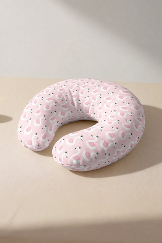 Kuğu Desenli Ergonomik Boyun Yastığı - Prenses Temalı Pembe Beyaz Yumuşak Seyahat Yastığı Buzlu Krem Bej