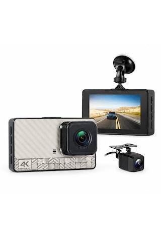 Microcase Wifi Destekli Akıllı Kayıt Sistemli 4k Çift Kameralı Araç Kamerası Video Kayıt Cihazı Al5756