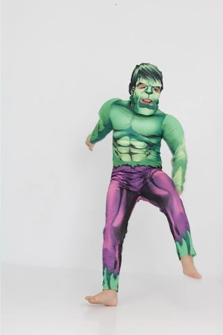 Life For Moda Erkek Çocuk Kaslı Hulk Yeşil Adam Süper Kahraman Kostümü Yeşil