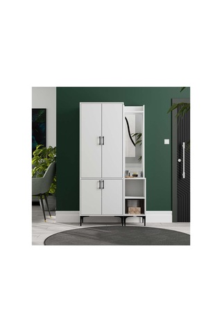 Mezza Set 5030-5040 Royal Sağ Aynali 4 Kapakli 5 Askili 2 Rafli Portmanto Beyaz Diğer