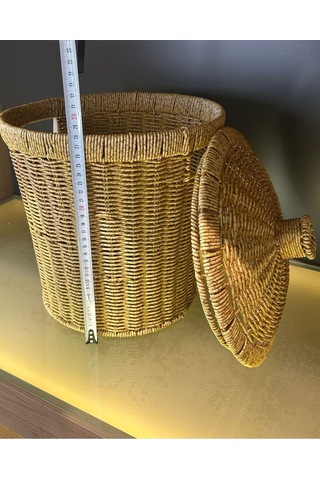 Reoona 2'li Kapaklı Rattan Konik Çok Amaçlı Patates- Soğan Sepeti Açık Ahşap
