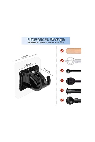 Adet Kendinden Yapışkanlı Perde Çubuğu Braketi Delinmeyen Perde Çubuğu Klipsi Siyah