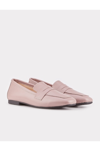 Hakiki Deri Pembe Loafer Kadın Ayakkabı Pembe