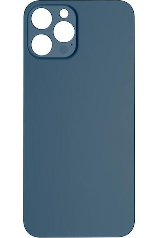 Apple Uyumlu iPhone 12 Pro Max Logolu Arka Pil Batarya Kapağı - Lens Hariç Mavi