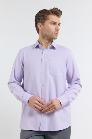 İmza Lila Sert Yaka Uzun Kol Cepli Comfort Fit Pamuklu Gömlek 1004255285